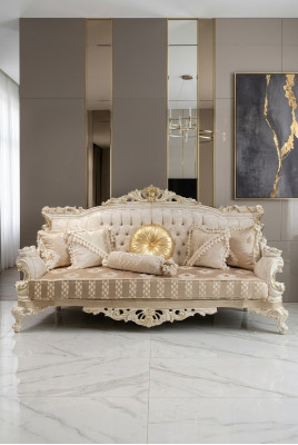 Elegantes Sofa 3 Sitzer Edlem Stilvolle Mobel Wohnzimmer Beige Sofa Neu