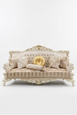 Elegantes Sofa 3 Sitzer Edlem Stilvolle Mobel Wohnzimmer Beige Sofa Neu