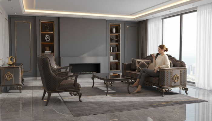 Luxuriöse 3 Tlg Sofagarnitur Set Sofa 3 Sitzer Relax 2x Sessel Deluxe