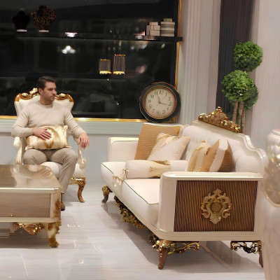 Elegantní nábytek do obývacího pokoje s luxusní sedací soupravou a pohodlnými křesly set s 2.