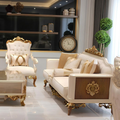 Elegantní nábytek do obývacího pokoje s luxusní sedací soupravou a pohodlnými křesly set s 2.