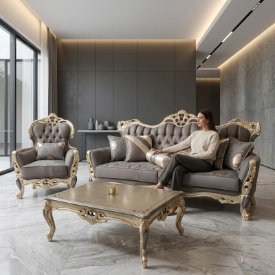 Luxus Wohnzimmer Möbel Sessel Hochwertiger Sessel Sessel Grau Neu Relax
