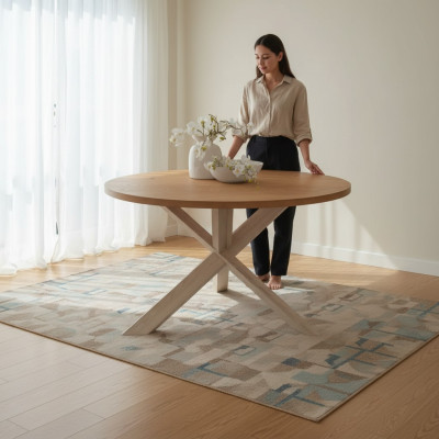 Rund Küche Esstisch Couchtisch Farbe Braun Stil Modern Holz 140cm