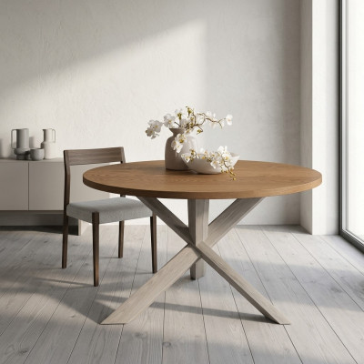 Rund Küche Esstisch Couchtisch Farbe Braun Stil Modern Holz 140cm