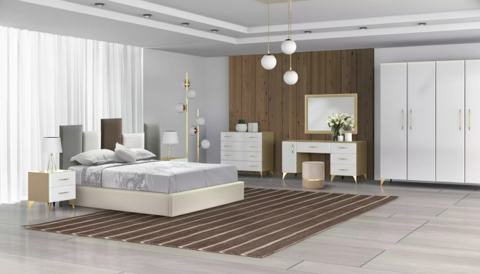Schlafzimmer Set Bett 2x Nachttisch Kommode 7tlg Design Luxus