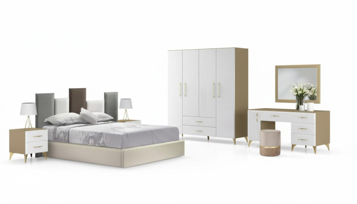 Schlafzimmer Set Bett 2x Nachttisch Kommode 7tlg Design Luxus