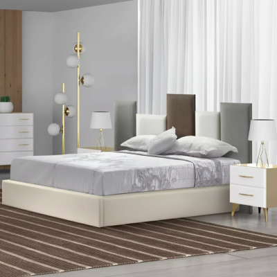 Schlafzimmer Set Bett 2x Nachttisch Holz weiß komplett Modern 3tlg