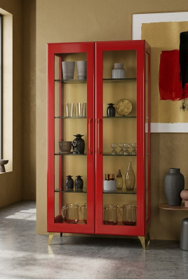 Vitrine Schöne Rote Glas Schrank Vitrinen Holz Glas Wohnzimmer Modern Luxus