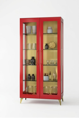 Vitrine Schöne Rote Glas Schrank Vitrinen Holz Glas Wohnzimmer Modern Luxus