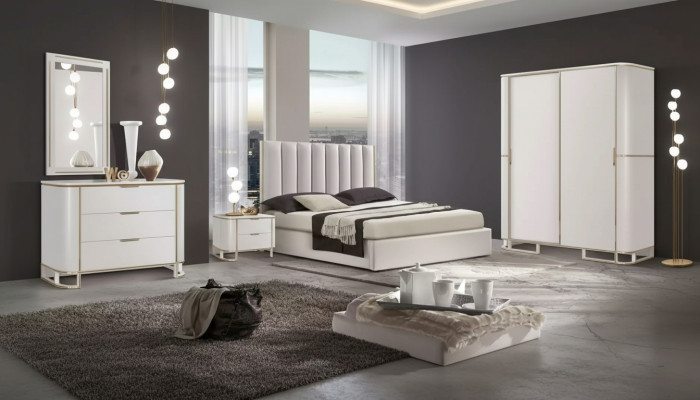 Postel 2x noční stolky komoda 6-dílná ložnice set design luxus nový