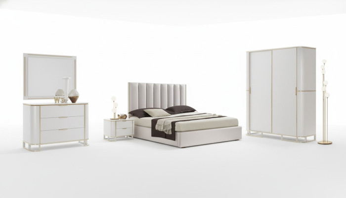 Postel 2x noční stolky komoda 6-dílná ložnice set design luxus nový