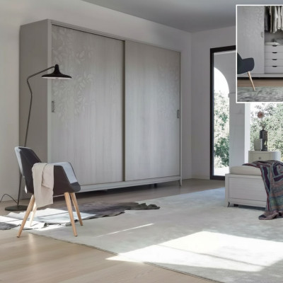 Schlafzimmer Kleiderschrank Material Holz Schrank grau Modern neu
