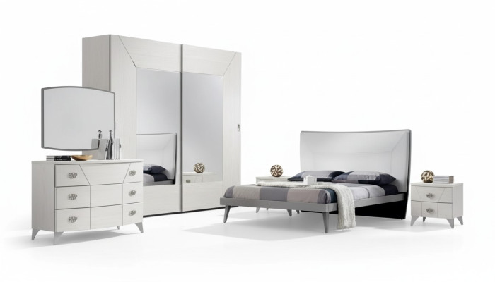 Schlafzimmer Set Bett 2x Nachttische Kommode 6tlg.Design Luxus