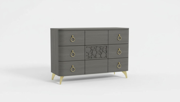 Schlafzimmer Set Luxus Bett 2x Nachttische Design grau 3tlg Kommode