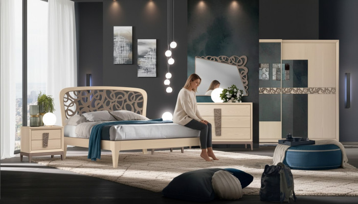 Ložnice set postel 2x noční stolky šatník Design Luxus nový 6dílný