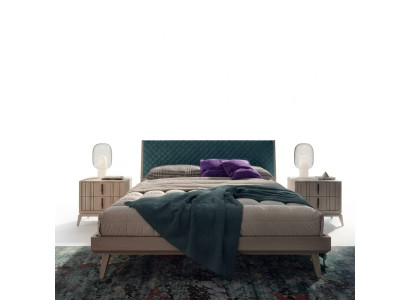 Schlafzimmer Set Bett 2x Nachttisch Holz beige komplet Modern neu