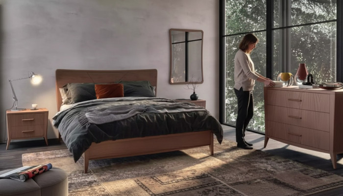 Schlafzimmer Set Bett 2x Nachttische Kommode Design Luxus Möbel 4tlg