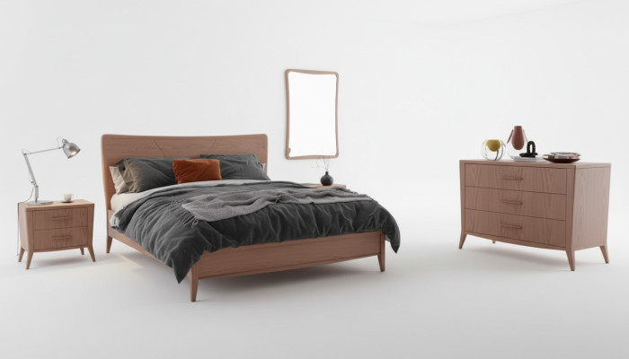 Schlafzimmer Set Bett 2x Nachttische Kommode Design Luxus Möbel 4tlg