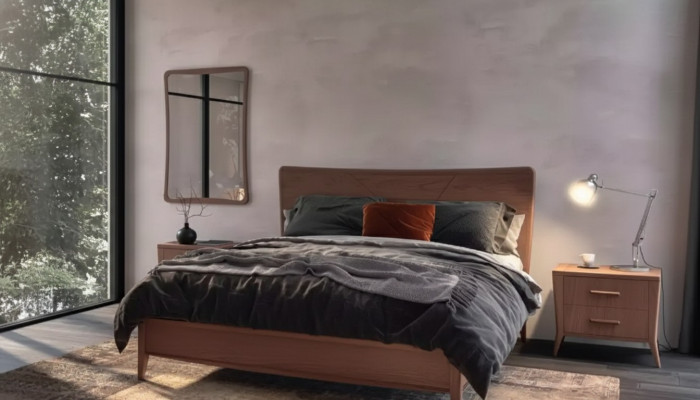 Schlafzimmer Set Luxus Bett 2x Nachttische Design neu braun 3tlg Modern