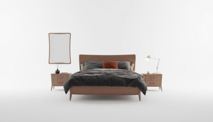 Schlafzimmer Set Luxus Bett 2x Nachttische Design neu braun 3tlg Modern