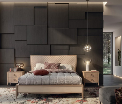 Schlafzimmer Set Bett 2x Nachttische Design Luxus neu 3tlg Modern Holz