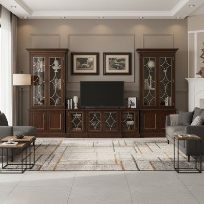 TV-Ständer 2x Vitrine Moderne Wohnwand Wohnzimmer Set Modern 3tlg