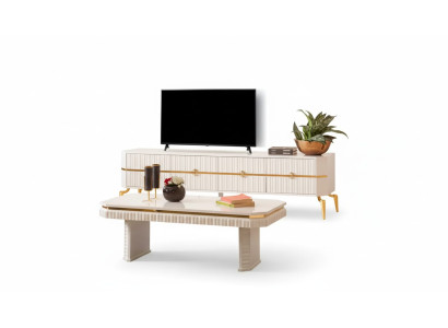 Couchtisch Sideboard 2 kusy obývákový nábytek stůl Lowboard nový bílý