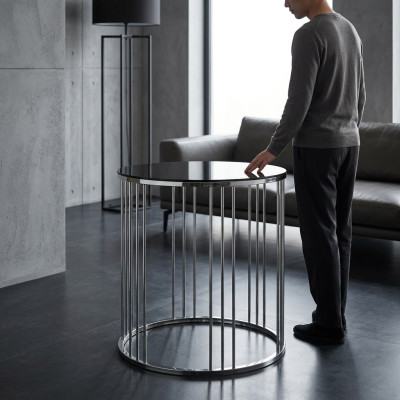 Beistelltisch Wohnzimmer Möbel Material Edelstah schwarz Design Modern