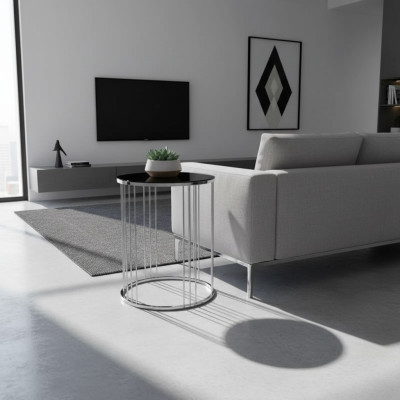 Beistelltisch Wohnzimmer Möbel Material Edelstah schwarz Design Modern