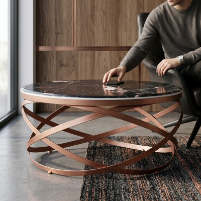 Couchtisch rund Möbel Luxus neuschwarz Modern Wohnzimmer Design braun