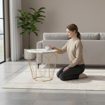 Beistelltisch Wohnzimmer Möbel Material Metall weiß Design Modern