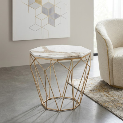 Beistelltisch Wohnzimmer Möbel Material Metall weiß Design Modern