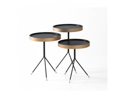 Beistelltisch 3x rund Dekotisch Lampentisch Sofatisch Tisch Holz schwarz  Přistavovací stůl 3x kulatý Dekotisch Lampentisch Sofatisch Stůl dřevo černý