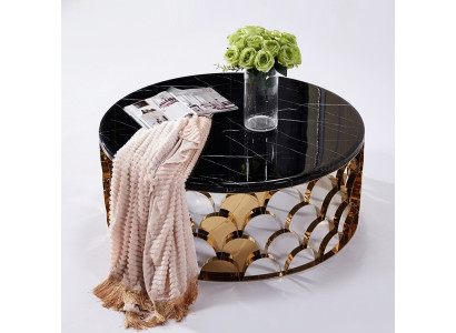 Schwarzer Couchtisch Wohnzimmertisch DEsigner Edelstahltisch Goldtisch