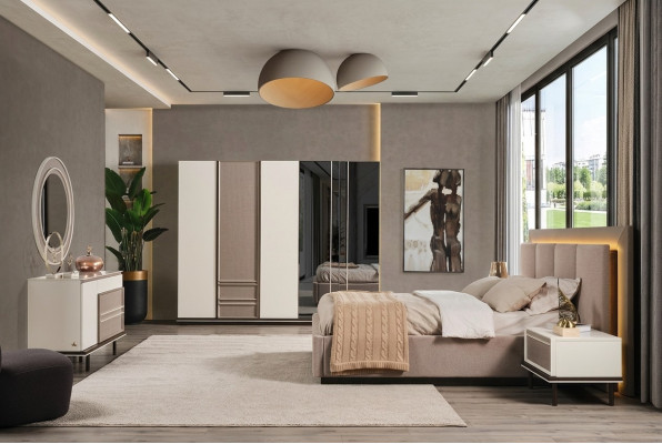 Schlafzimmer Set Bett 2xNachttische Schminktisch Luxus neu 6tlg Design
