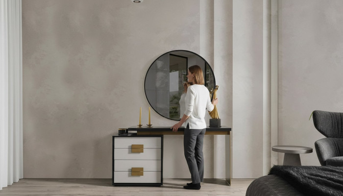 Schlafzimmer Stilvoller Set Designer Schminktisch Luxus Spiegel 2tlg