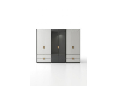 Schwarz-Weißer Schlafzimmer Kleiderschrank Moderner 6-Türiger Schrank