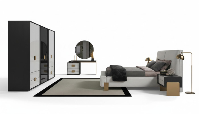 Modernes Schlafzimmer Set Doppelbett 2x Nachttische Schminktisch 6tlg
