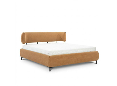 Hnědá ložnice postel polstrované postele designéři dřevěný rám textilní postel