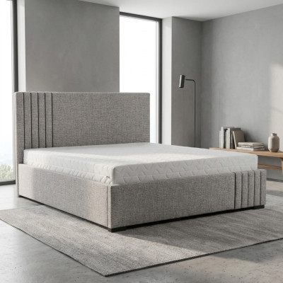 Stilvolles Graues Doppelbett Design Schlafzimmer Betten Großes Kopfteil
