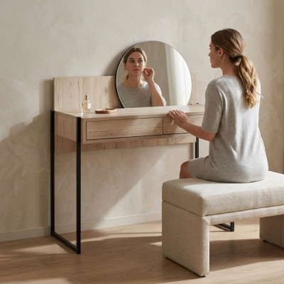 Brauner Schminktisch Spiegel Moderner Kosmetiktisch Luxus Holz Möbel