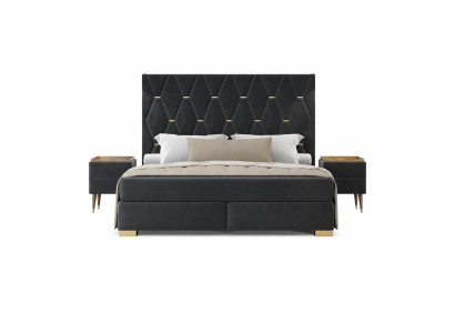 Designer Šedá ložnice Set nerez Dvoulůžko Noční stolky