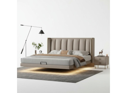 Bílá ložnice manželská postel Designový luxus nábytekRámování postele ze dřeva.