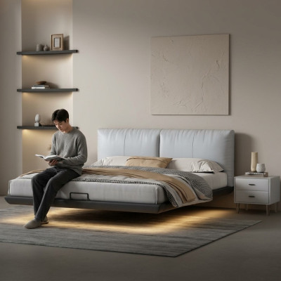 Weißes Schlafzimmer Designer Bett Luxus Betten Leder Doppelbetten Neu