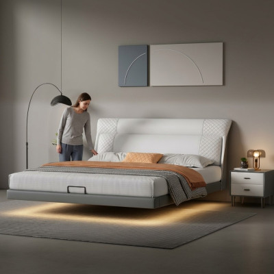 Weißes Schlafzimmer Bett Designer Lederbetten Textilbetten Doppelbetten
