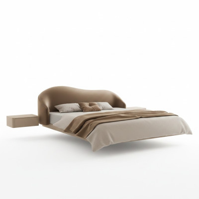 Beiges Wandbett Designer Schlafzimmer Betten Luxus Doppelbetten Holz