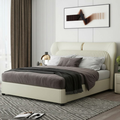 Weißes Edelstahlbett Moderne Schlafzimmer Betten Luxus Holzgestell Neu