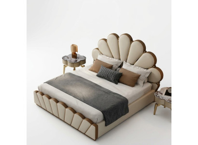 Modernes Beiges Schlafzimmer Bett Kunstleder Doppelbett Designer Betten