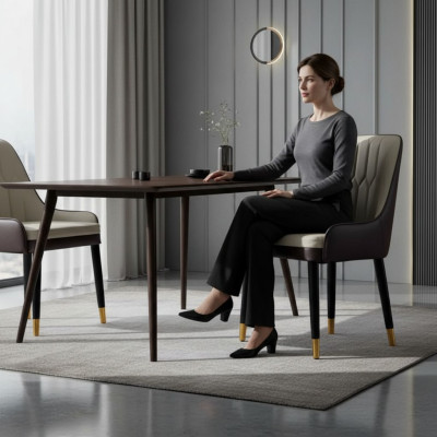 Schwarz-Weißer Esszimmerstuhl Design Kunstlederstühle Moderne Holzstühle