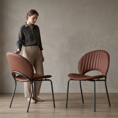 Brauner Esszimmer Stuhl Luxus Lehnstühle Küchenstuhl Leder Holz Stühle